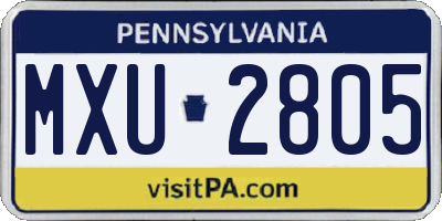 PA license plate MXU2805