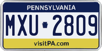 PA license plate MXU2809