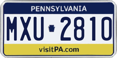PA license plate MXU2810