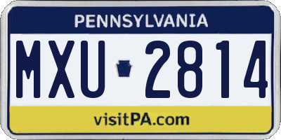 PA license plate MXU2814