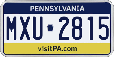 PA license plate MXU2815