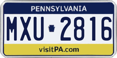 PA license plate MXU2816