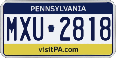 PA license plate MXU2818