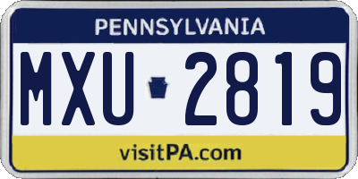 PA license plate MXU2819