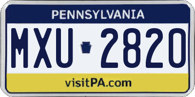 PA license plate MXU2820