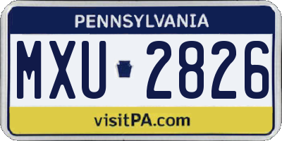 PA license plate MXU2826