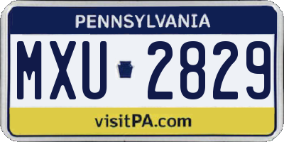 PA license plate MXU2829
