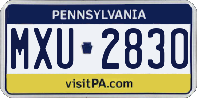 PA license plate MXU2830