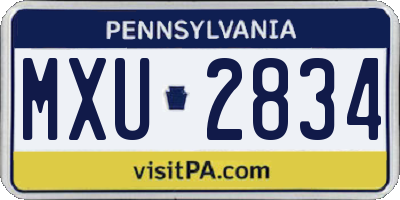 PA license plate MXU2834