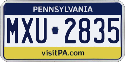 PA license plate MXU2835