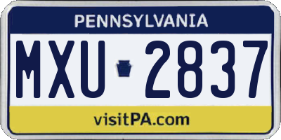PA license plate MXU2837