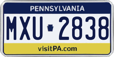 PA license plate MXU2838