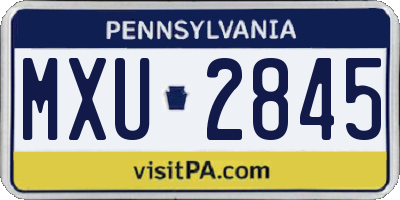 PA license plate MXU2845