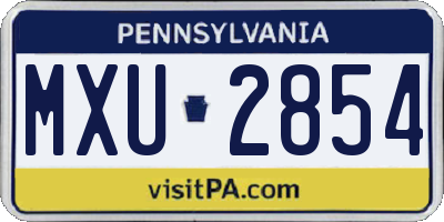 PA license plate MXU2854