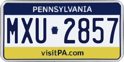 PA license plate MXU2857