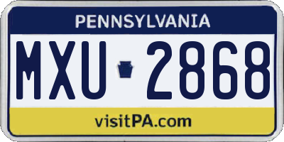 PA license plate MXU2868