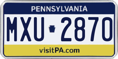 PA license plate MXU2870