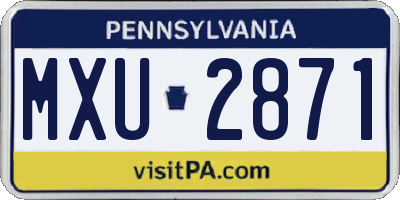 PA license plate MXU2871