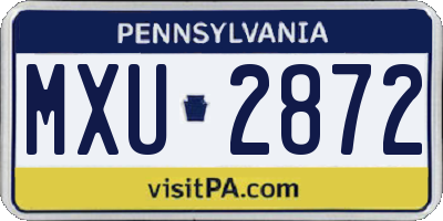 PA license plate MXU2872