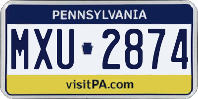 PA license plate MXU2874