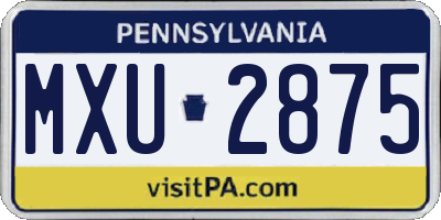 PA license plate MXU2875