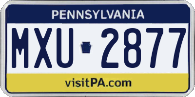 PA license plate MXU2877