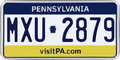 PA license plate MXU2879