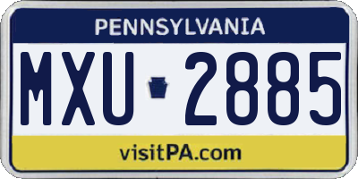 PA license plate MXU2885