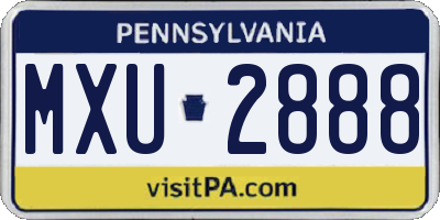 PA license plate MXU2888