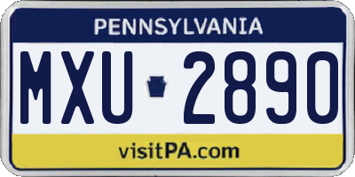 PA license plate MXU2890