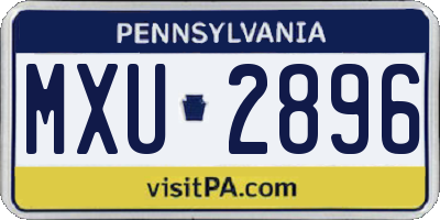 PA license plate MXU2896