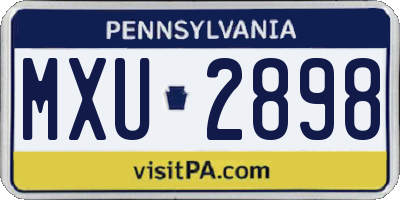 PA license plate MXU2898