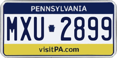 PA license plate MXU2899