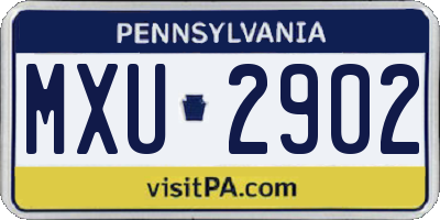 PA license plate MXU2902