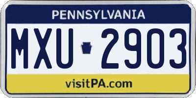 PA license plate MXU2903