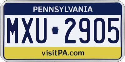 PA license plate MXU2905