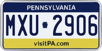 PA license plate MXU2906