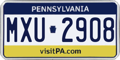 PA license plate MXU2908