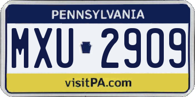 PA license plate MXU2909
