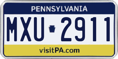 PA license plate MXU2911