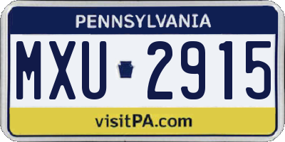 PA license plate MXU2915