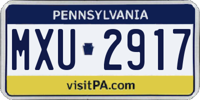 PA license plate MXU2917