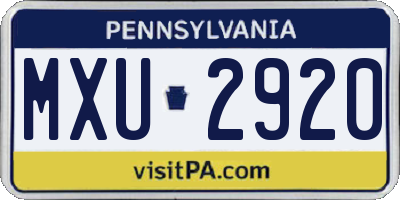 PA license plate MXU2920