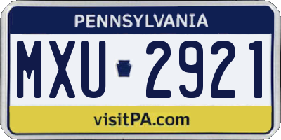 PA license plate MXU2921