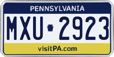 PA license plate MXU2923