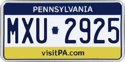 PA license plate MXU2925