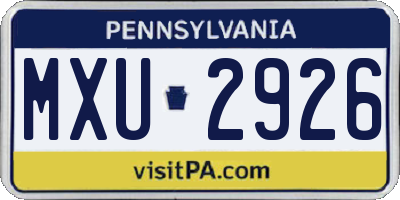 PA license plate MXU2926