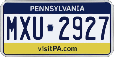 PA license plate MXU2927