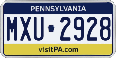 PA license plate MXU2928