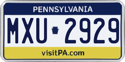 PA license plate MXU2929